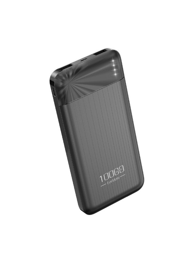 Earldom Portable Power Bank 10000mAh, Dual USB Fast Charging 2.1A, Compact Travel, Safe Charging, Quick Charging, 2USB Port, LED Charge Indicator, Model: PB63 - Black - Image 1