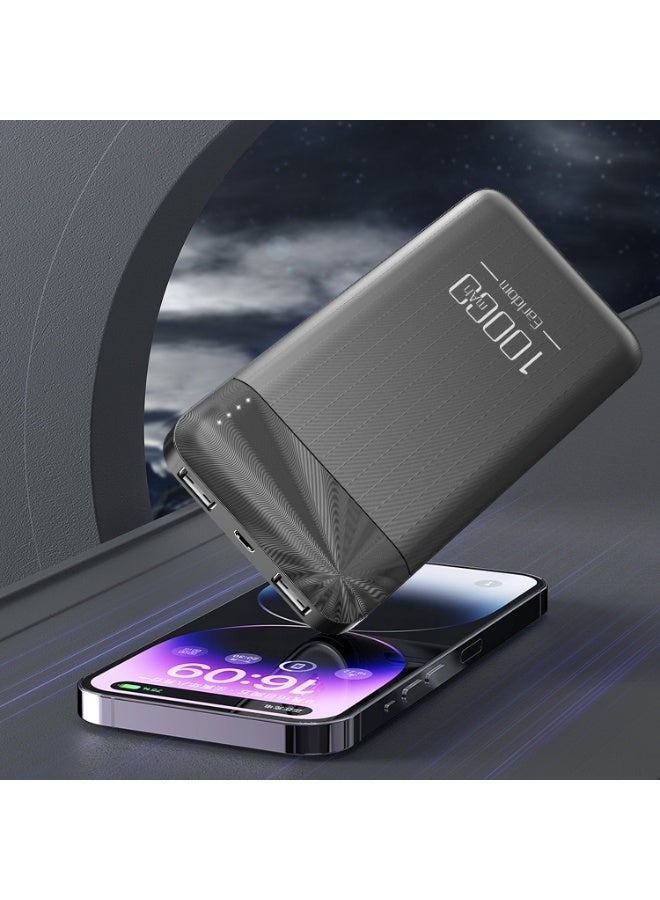Earldom Portable Power Bank 10000mAh, Dual USB Fast Charging 2.1A, Compact Travel, Safe Charging, Quick Charging, 2USB Port, LED Charge Indicator, Model: PB63 - Black - Image 3