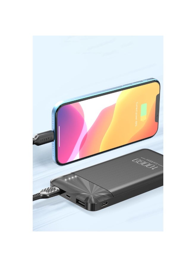 Earldom Portable Power Bank 10000mAh, Dual USB Fast Charging 2.1A, Compact Travel, Safe Charging, Quick Charging, 2USB Port, LED Charge Indicator, Model: PB63 - Black - Image 4