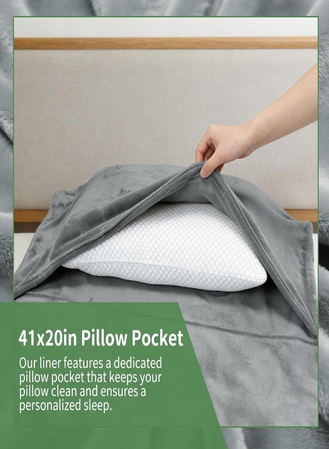 Tuphen Flannel Sleeping Bag Liner for Adult, XXL Soft Fluffy Adult Sleeping Sack with Zipper, Travel Camping in Warm Cold Weather, Thick Sleeping Bag Liner for Hotel Hiking Camping Indoor Outdoor Use - Image 4