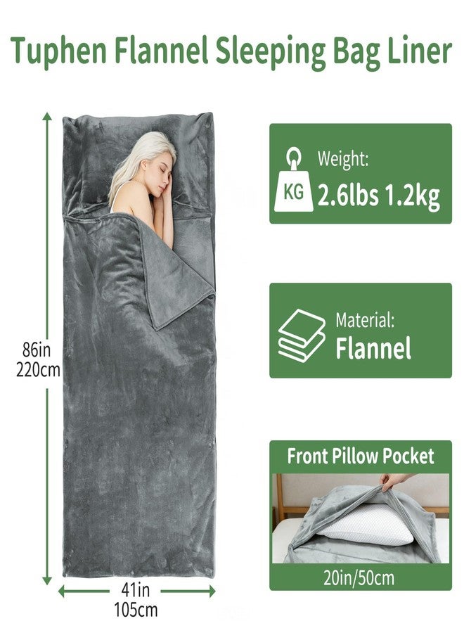 Tuphen Flannel Sleeping Bag Liner for Adult, XXL Soft Fluffy Adult Sleeping Sack with Zipper, Travel Camping in Warm Cold Weather, Thick Sleeping Bag Liner for Hotel Hiking Camping Indoor Outdoor Use - Image 2