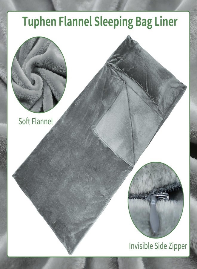 Tuphen Flannel Sleeping Bag Liner for Adult, XXL Soft Fluffy Adult Sleeping Sack with Zipper, Travel Camping in Warm Cold Weather, Thick Sleeping Bag Liner for Hotel Hiking Camping Indoor Outdoor Use - Image 3