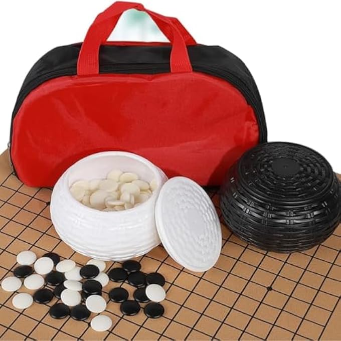 Luoyer Travel Go Game Set Go Pieces Stones with Resin Bowls Weiqi Carrying Bag Foldable Leather Board Gobang Chinese Strategy Game for Beginner Teens Adults - Image 1
