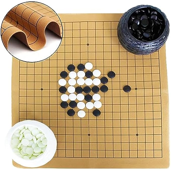 Luoyer Travel Go Game Set Go Pieces Stones with Resin Bowls Weiqi Carrying Bag Foldable Leather Board Gobang Chinese Strategy Game for Beginner Teens Adults - Image 5