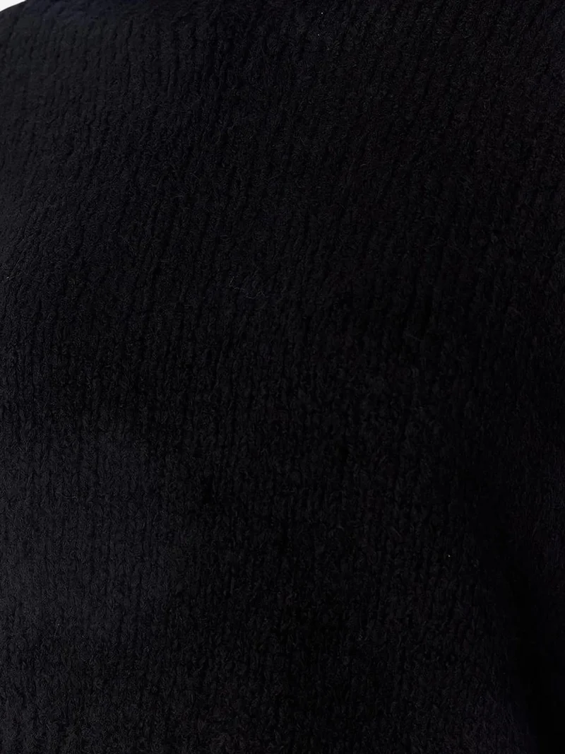 Mixray Black Mixray Thick Turtleneck Textured Crop Sweater for Women | Best Price UAE