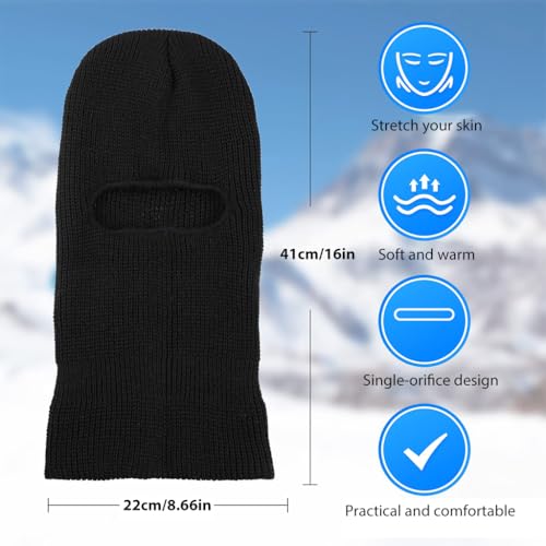 Proberos® Knitted Balaclava Face Mask Neck Gaiter Warm Knitted Full Face Ski Mask for Men Women Breathable Warm Ski Face Mask for Motorcycle Running Riding (Black) - Image 2