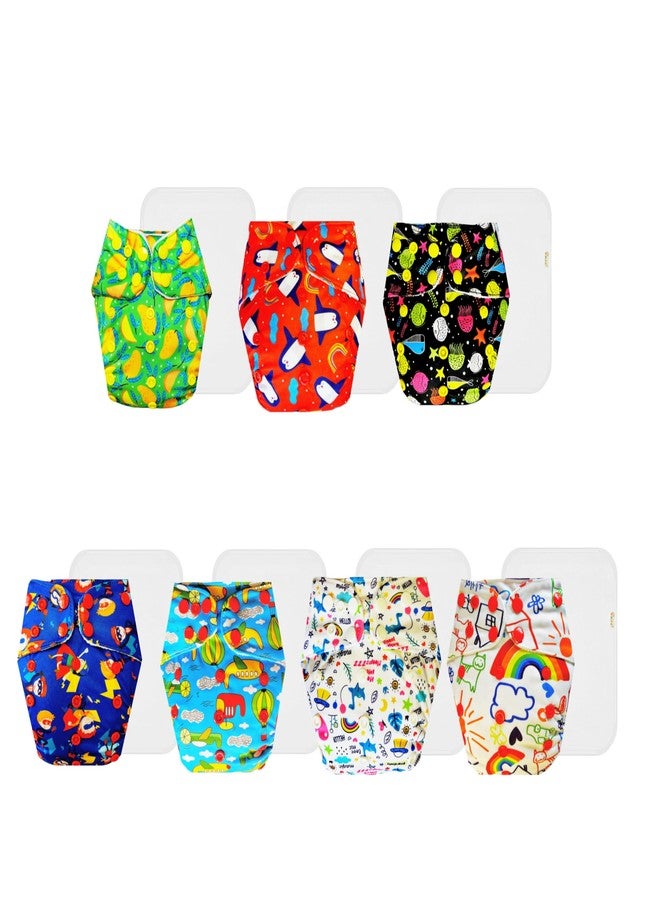 Dumbledo Premium Cloth Diaper with Cotton Insert (Pack of 7) | Dry Feel and Comfortable | Breathable | Easy to Clean | Perfect for Indian Summers | 3 Months - 3 Years | Unisex Baby - Image 1