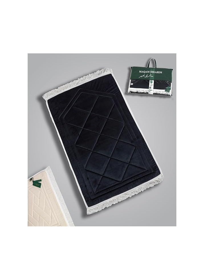 Maqam Ibrahim Premium Padded Prayer Mat - Size 65 * 120 cm, Perfume The Kaaba - A Unique Gift for All Occasions for a Unique Spiritual Experience in the Shape of a Mihrab (Rectangle Black)
