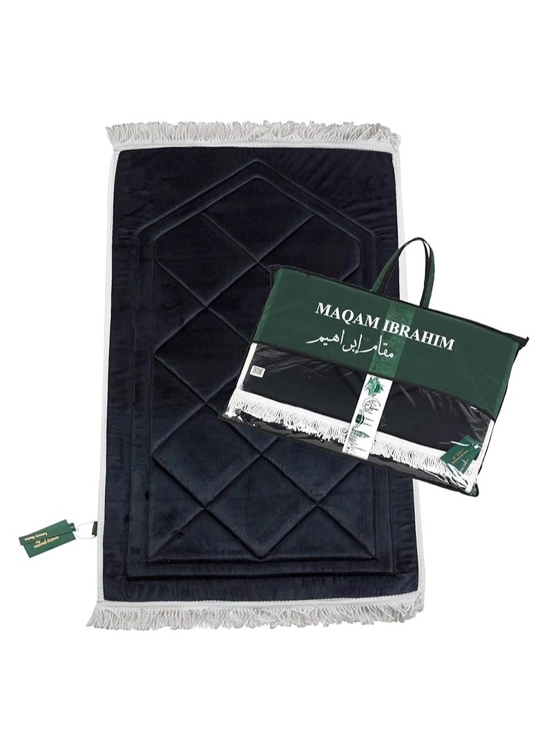 Maqam Ibrahim Premium Padded Prayer Mat - Size 65 * 120 cm, Perfume The Kaaba - A Unique Gift for All Occasions for a Unique Spiritual Experience in the Shape of a Mihrab (Rectangle Black)