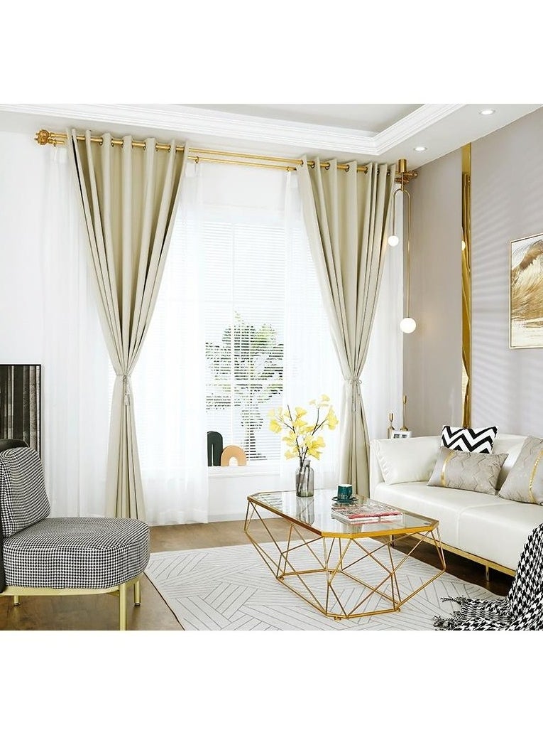 Bluejw - 2-Piece Blackout Outdoor Curtains Beige - Image 1