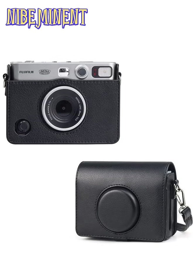 NIBEMINENT Case for Fuji Mini EVO ,Camera Compatible Camera with Adjustable Shoulder Strap in Black Lychee Texture Horizontal Style - Image 1
