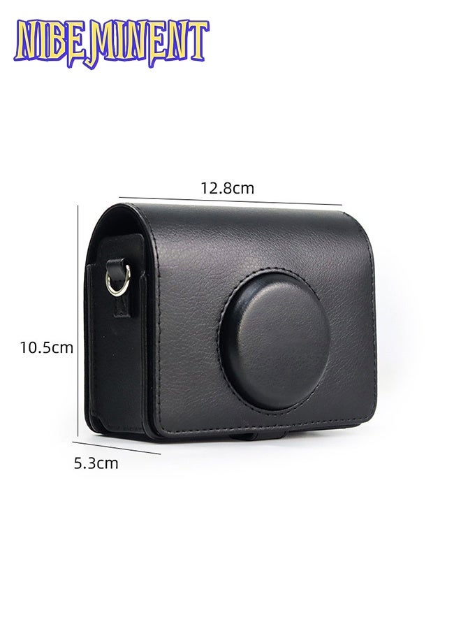 NIBEMINENT Case for Fuji Mini EVO ,Camera Compatible Camera with Adjustable Shoulder Strap in Black Lychee Texture Horizontal Style - Image 2
