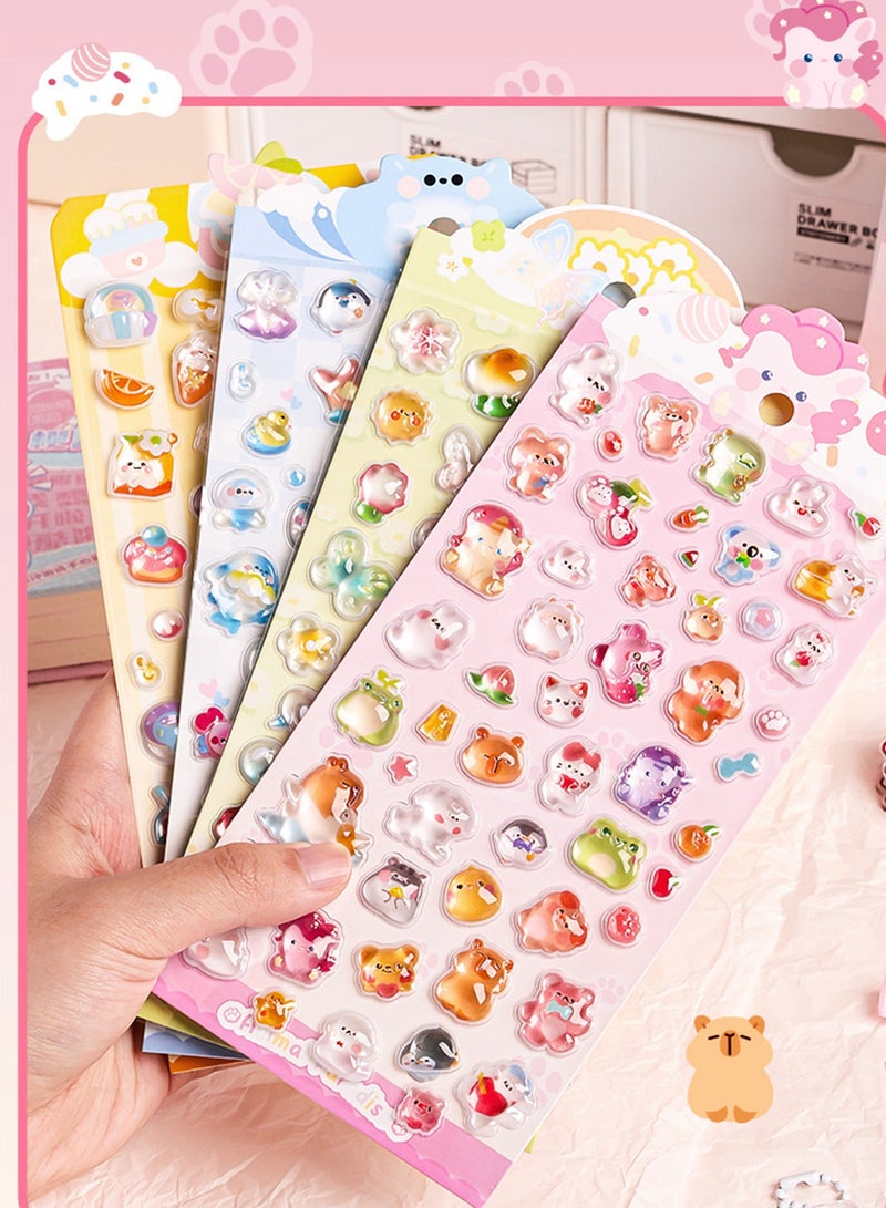 روعة 200 قطعة من ملصقات كرتونية ثلاثية الأبعاد – أنماط لطيفة – هدية مثالية للأطفال – جوائز للفصل الدراسي – كتاب قصاصات – أعمال يدوية DIY – 4 أوراق مجموعًا. - Image 2