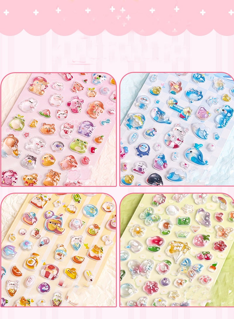 روعة 200 قطعة من ملصقات كرتونية ثلاثية الأبعاد – أنماط لطيفة – هدية مثالية للأطفال – جوائز للفصل الدراسي – كتاب قصاصات – أعمال يدوية DIY – 4 أوراق مجموعًا. - Image 4