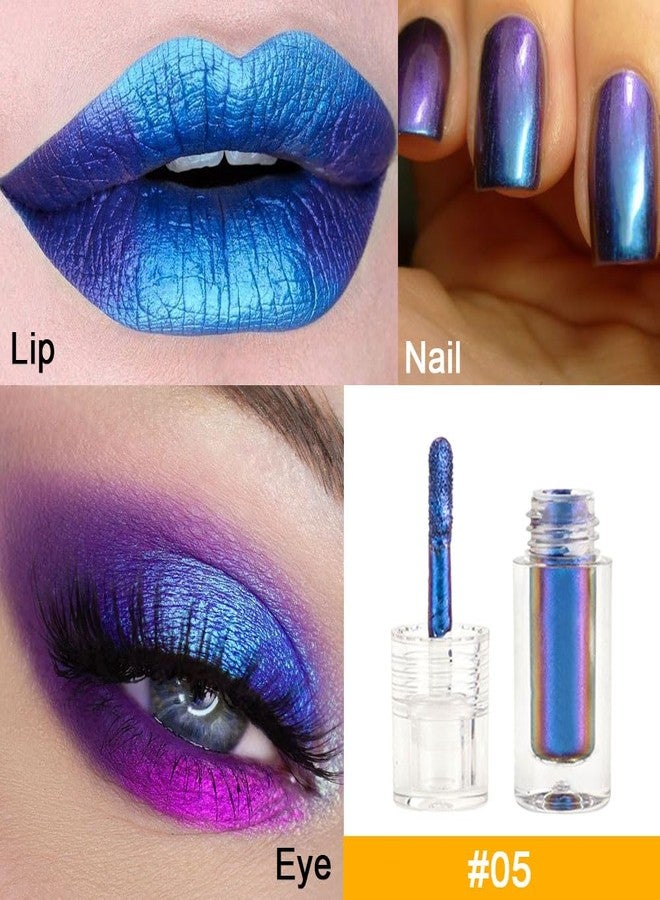 AMY'S DIARY Blue Duochrome MultiChrome Chameleon Liquid Metallic Eyeshadow, High-Impact Multi-Dimensional Finish,Silky Smooth and High Pigment Holographic Glitter Eyeshadow Makeup (#05) - Image 4