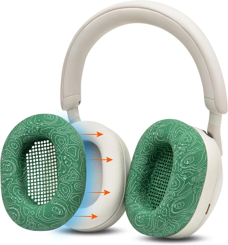 WC SweatZ XM5 - وسادات أذن حاصلة على براءة اختراع مع حماية من العرق لسماعات Sony WH1000XM5 من Wicked Cushions | حماية كاملة 360 درجة لوسادات الأذن | لون المد الزمردي - Image 1