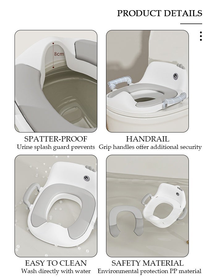 DUNISO مقعد المرحاض للتدريب على المرحاض، حلقة تدريب المرحاض المضادة للانزلاق مع وسادة قابلة للفصل، مقبض قوي ومسند للظهر، كرسي نونية للأطفال الصغار مناسب للأولاد والبنات، مرحاض بيضاوي مستدير - Image 5