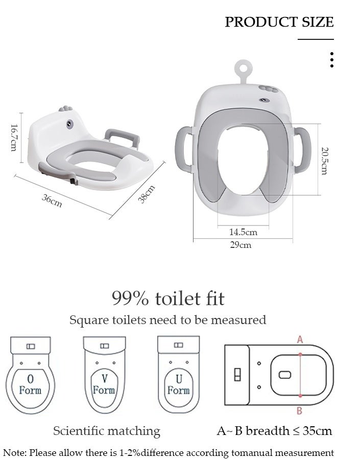 DUNISO مقعد المرحاض للتدريب على المرحاض، حلقة تدريب المرحاض المضادة للانزلاق مع وسادة قابلة للفصل، مقبض قوي ومسند للظهر، كرسي نونية للأطفال الصغار مناسب للأولاد والبنات، مرحاض بيضاوي مستدير - Image 4
