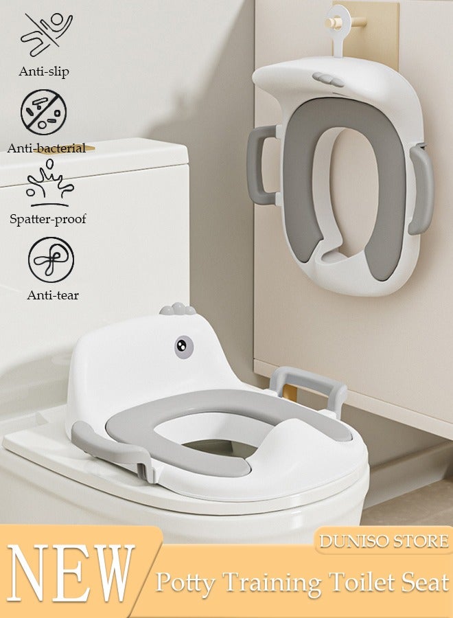 DUNISO Potty Training Toilet Seat Anti-Slip Toilet Trainer Ring with Detachable Cushion Sturdy Handle and Backrest, Splash Guard Potty Chair for Toddler Boy Girl Fit Round Oval Toilet - Image 1