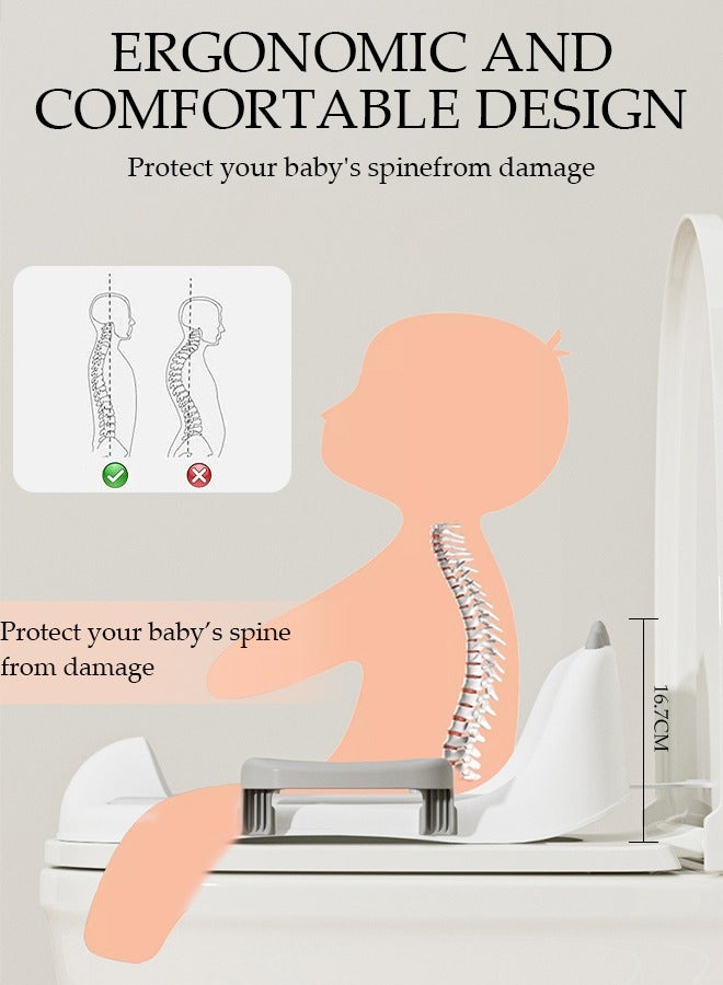 DUNISO Potty Training Toilet Seat Anti-Slip Toilet Trainer Ring with Detachable Cushion Sturdy Handle and Backrest, Splash Guard Potty Chair for Toddler Boy Girl Fit Round Oval Toilet - Image 2