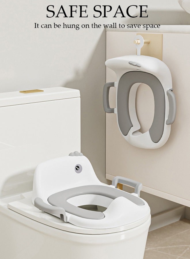 DUNISO Potty Training Toilet Seat Anti-Slip Toilet Trainer Ring with Detachable Cushion Sturdy Handle and Backrest, Splash Guard Potty Chair for Toddler Boy Girl Fit Round Oval Toilet - Image 3