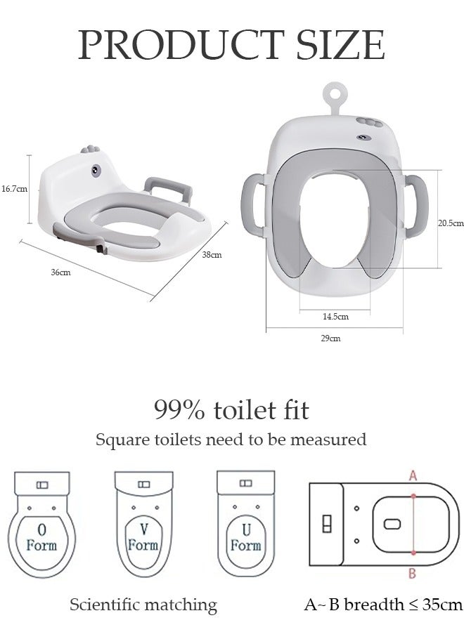 DUNISO Potty Training Toilet Seat Anti-Slip Toilet Trainer Ring with Detachable Cushion Sturdy Handle and Backrest, Splash Guard Potty Chair for Toddler Boy Girl Fit Round Oval Toilet - Image 4