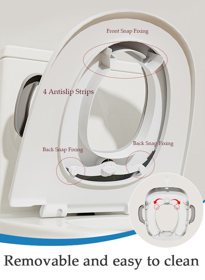DUNISO Potty Training Toilet Seat Anti-Slip Toilet Trainer Ring with Detachable Cushion Sturdy Handle and Backrest, Splash Guard Potty Chair for Toddler Boy Girl Fit Round Oval Toilet - Image 5