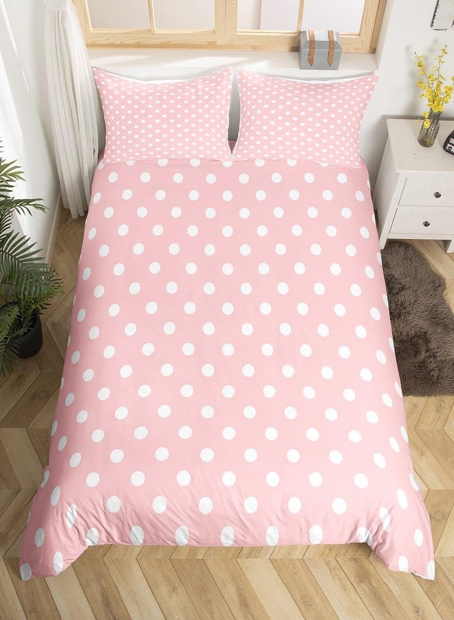 Man Fei Manfei Polka Dot Duvet Cover Set Twin Size,Cute Simple Geometric Dots Bedding Set 2pcs,Pink White Cartoon Quilt Cover,Kids Boys Girls Room Decor,1 Pillowcase,No Comforter - Image 5