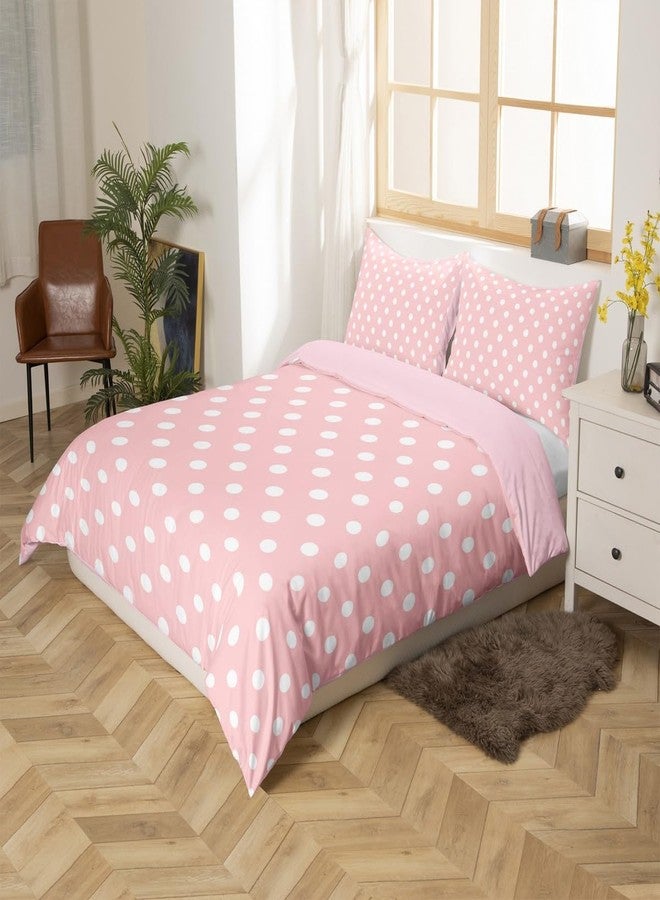 Man Fei Manfei Polka Dot Duvet Cover Set Twin Size,Cute Simple Geometric Dots Bedding Set 2pcs,Pink White Cartoon Quilt Cover,Kids Boys Girls Room Decor,1 Pillowcase,No Comforter - Image 4