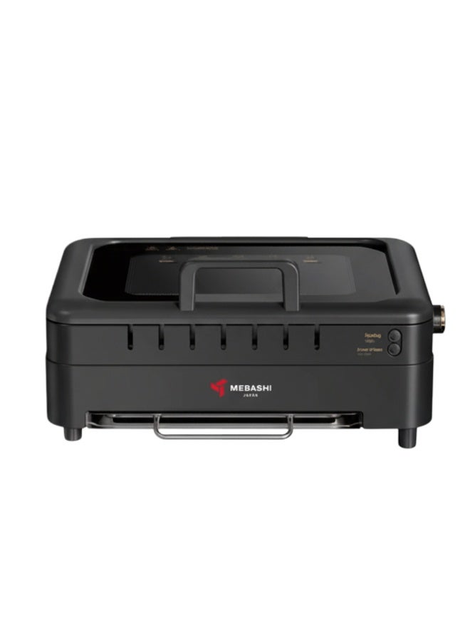 ميباشي شواية باربيكيو داخلية كهربائية MEBASHI موديل ME-BQ101، قوة 900 واط، لوح شواء غير لاصق، مؤقت 30 دقيقة، غطاء قابل للفصل، لون أسود - Image 1