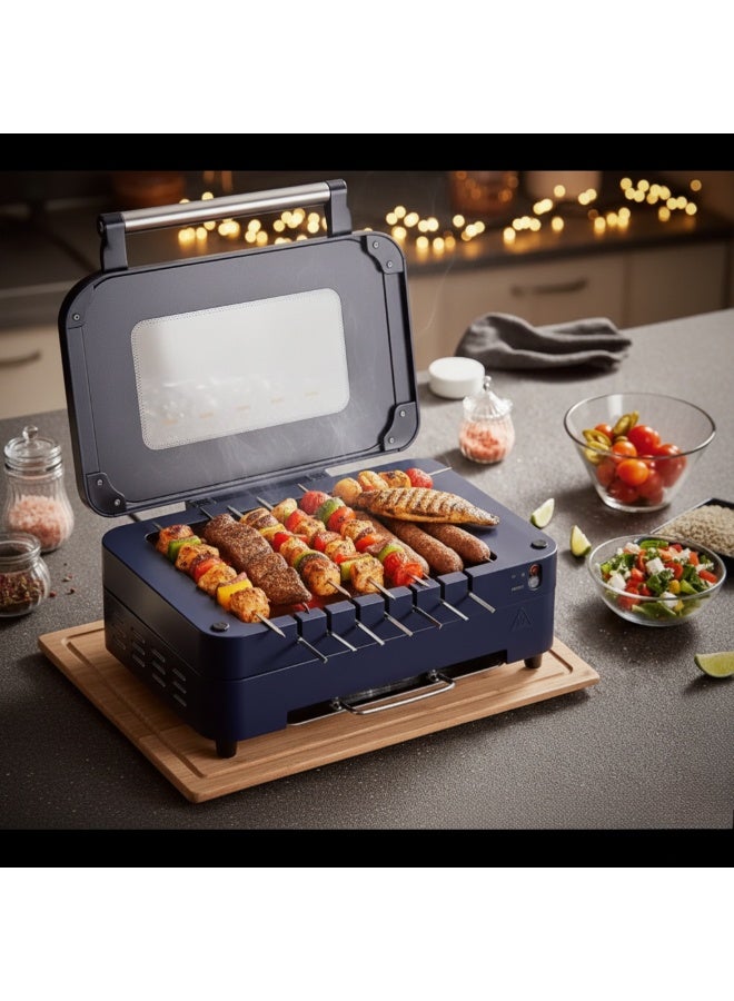 ميباشي شواية باربيكيو داخلية كهربائية MEBASHI موديل ME-BQ101، قوة 900 واط، لوح شواء غير لاصق، مؤقت 30 دقيقة، غطاء قابل للفصل، لون أسود - Image 3