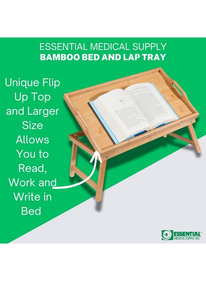 Essential Medical Supply Essential Medical Supply Bamboo Bed and Lap Tray - Extra Large Flip Up Top, Raised Edge, and Handles for Easy Use - Perfect for Eating, Reading or Working in Bed, On a Recliner or in a Wheelchair - Image 1