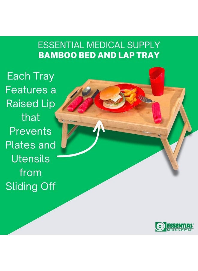 Essential Medical Supply Essential Medical Supply Bamboo Bed and Lap Tray - Extra Large Flip Up Top, Raised Edge, and Handles for Easy Use - Perfect for Eating, Reading or Working in Bed, On a Recliner or in a Wheelchair - Image 3