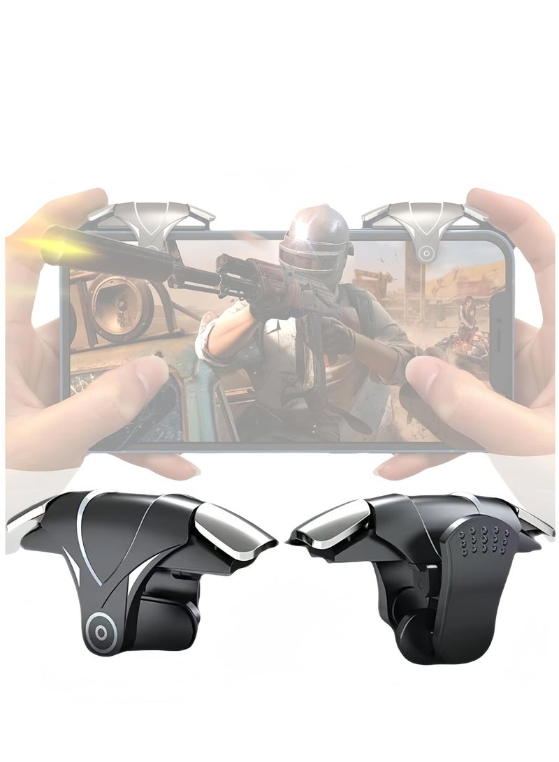 Mobile Game Controller & Mechanical key finger triggers, Compatible with PUBG/Fortnite/Call of Duty, Sensitive Shoot, Automatic Aim Fire Trigger, Auxiliary recoil suppression (a pair) (Four-finger)  - Image 1