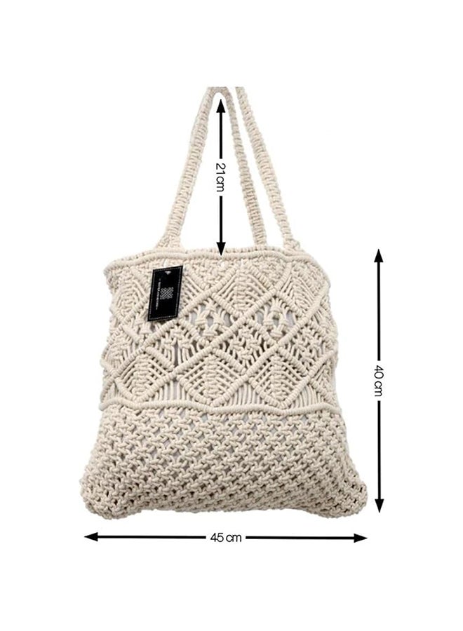 Antikiano An elegant large tote bag macrame made of pure cotton with a bohemian design - Image 4