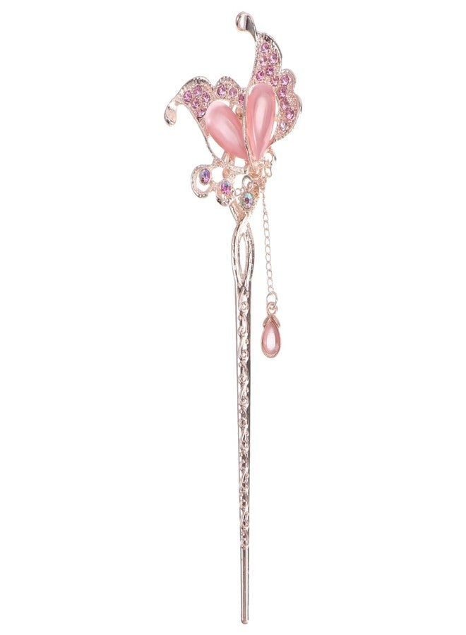 Minkissy Rhinestone Chinese Hair Stick Retro Butterfly Hair Chopsticks with Tassel Pendant Hairpin Chignon Pin for Women Girls - Image 1