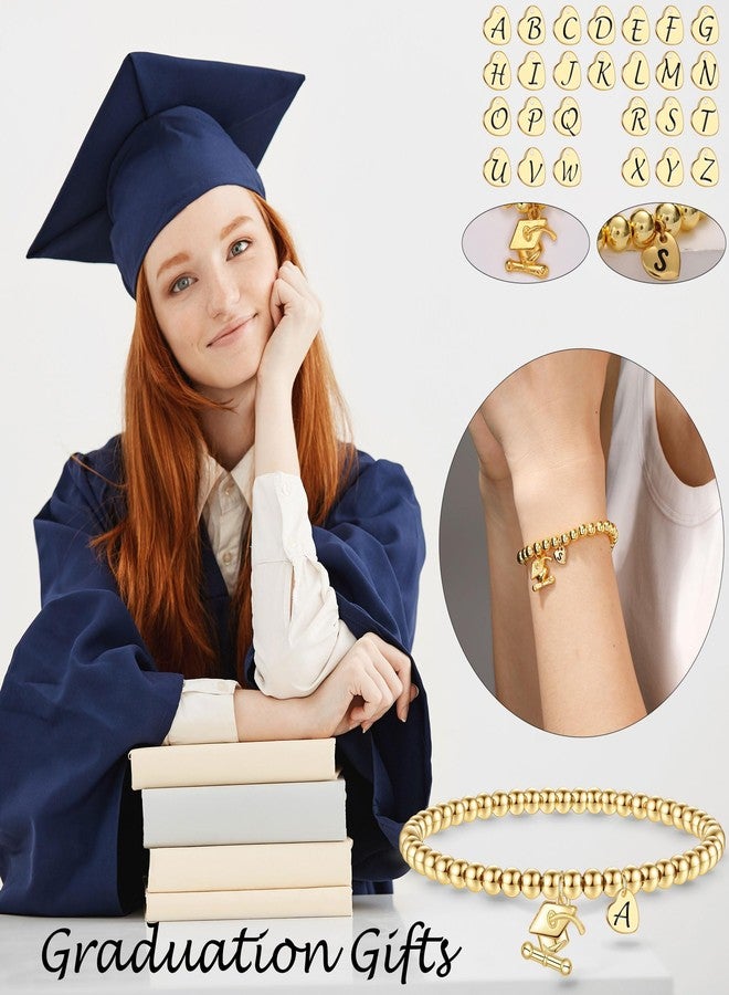 Btysun High School Graduation Gifts, College Graduation Gift for Her Gold Bracelets for Women Non Tarnish with Initial N Graduation Gifts for Daughter Gold Beaded Bracelets for Women Female Classmates - Image 2