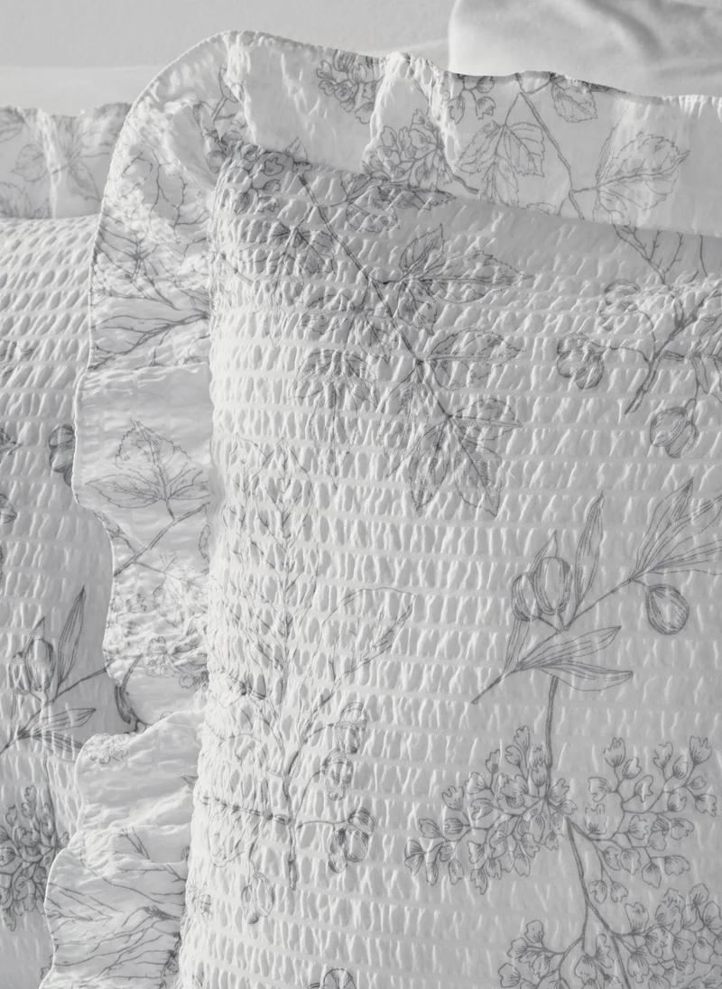 ماتلان Grey Linear Leaf Frill Duvet Set