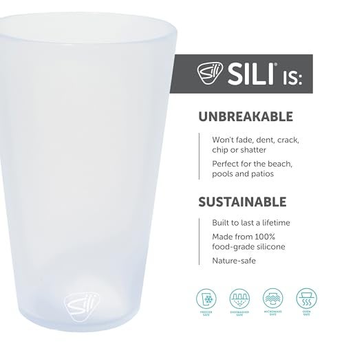 Silipint 16oz Silicone Pint Glass – Unbreakable BPA-Free Reusable Silicone Drinking Cup – Flexible Dishwasher Microwave & Freezer Safe – Stemless Glass for Water Coffee Smoothies (Icicle) - Image 2