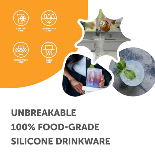 Silipint 16oz Silicone Pint Glass – Unbreakable BPA-Free Reusable Silicone Drinking Cup – Flexible Dishwasher Microwave & Freezer Safe – Stemless Glass for Water Coffee Smoothies (Icicle) - Image 4