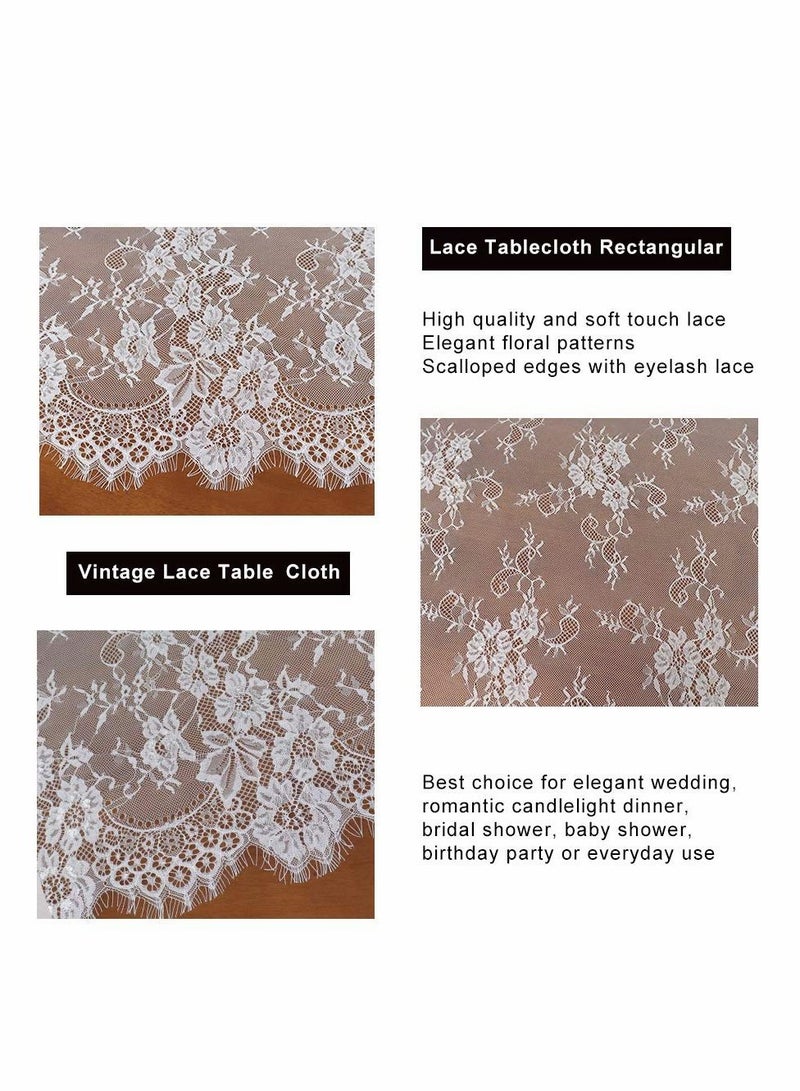 KASTWAVE قماش طاولة دانتيل، 60''x120'' مستطيل قابل للغسل overlays بيضاء قماش طاولة ريفي لتزيين طاولة عيد الشكر وأحداث التقديم والحفلات العشاء وحفلات الزفاف - Image 2