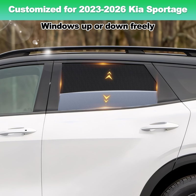 ستائر نوافذ السيارة لسيارة Sportage 2023-2026 - ستارة شمسية للنافذة الجانبية الخلفية للأطفال، أغطية نوافذ خصوصية سيارة بشبكة قابلة للتنفس، حماية من الأشعة فوق البنفسجية وعزل حراري للرحلات الطويلة، القيلولة، التخييم - Image 3