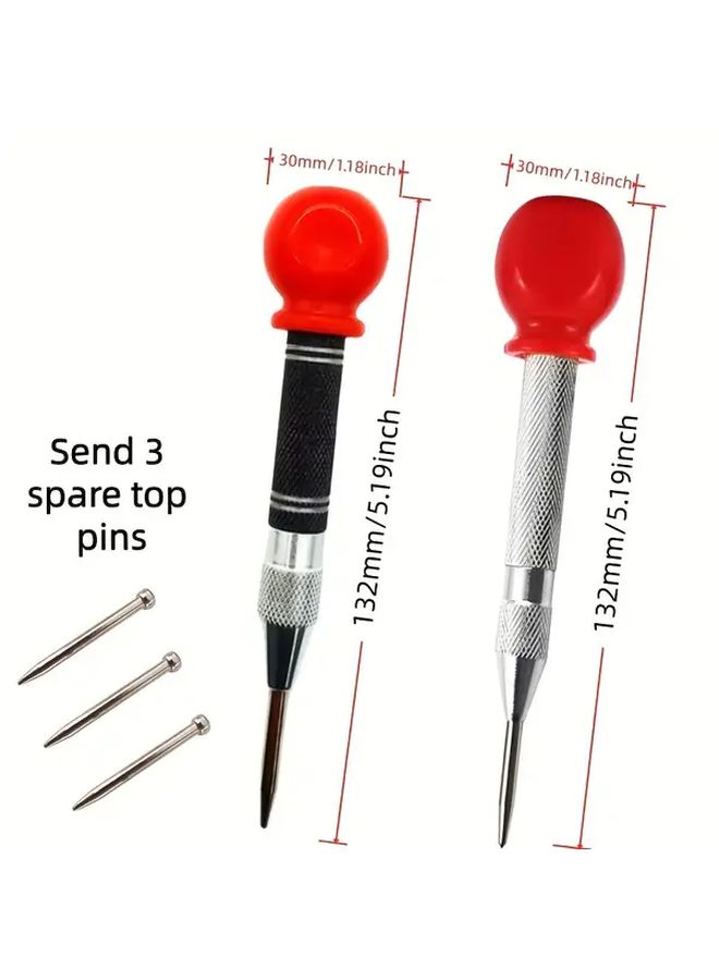 Upgraded Automatic Punch With Non Slip Grip 3 Spare Thimbles For Car Breaking And Precision Drilling Silver Black And Red - Image 3