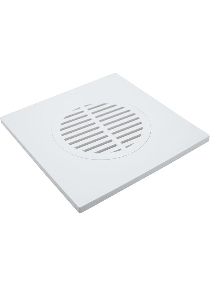 درافل غطاء تصريف أرضي بلاستيكي من دورافيل، مقاس 15×15 سم، شبكة تصريف مربعة الشكل للدش بنمط دائري في المنتصف، شبكة تصريف للحمام، أبيض - Image 1
