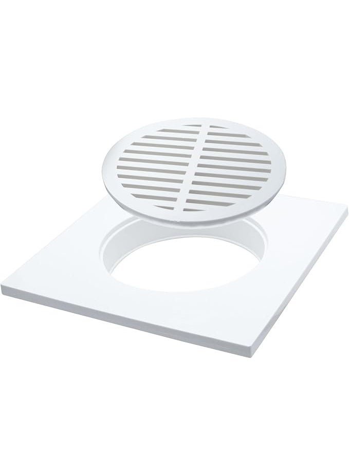 درافل غطاء تصريف أرضي بلاستيكي من دورافيل، مقاس 15×15 سم، شبكة تصريف مربعة الشكل للدش بنمط دائري في المنتصف، شبكة تصريف للحمام، أبيض - Image 2