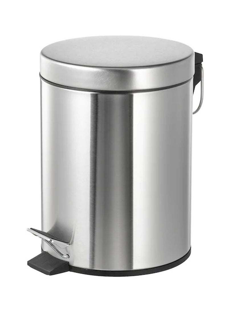 Dac - Round Stainless Steel Pedal Bin – Durable & High-Quality, Shiny Silver - Image 1