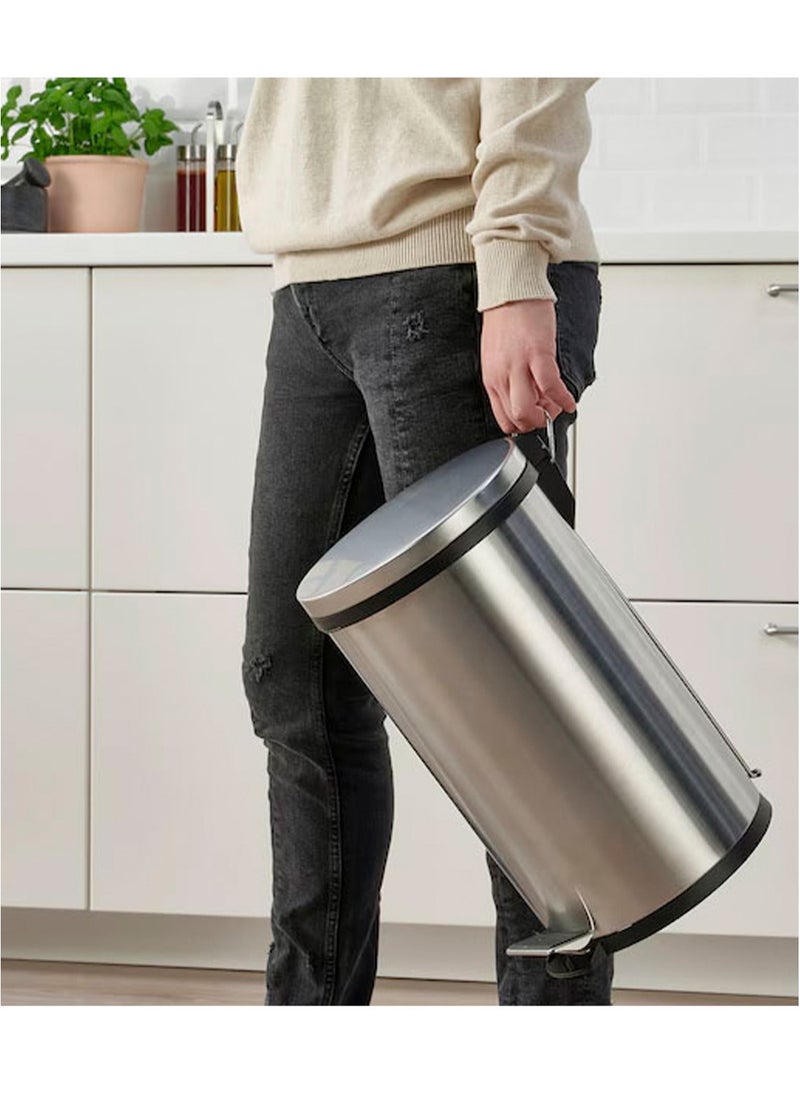 Dac - Round Stainless Steel Pedal Bin – Durable & High-Quality, Shiny Silver - Image 1