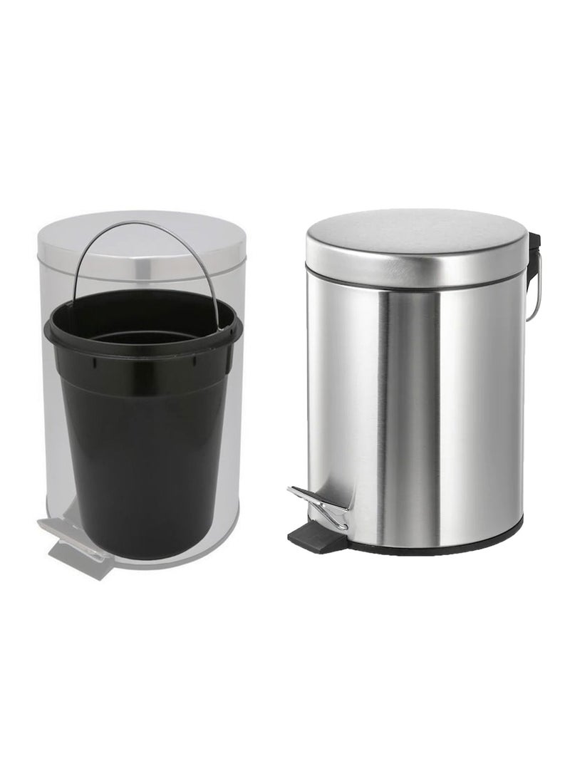 Dac - Round Stainless Steel Pedal Bin – Durable & High-Quality, Shiny Silver - Image 1