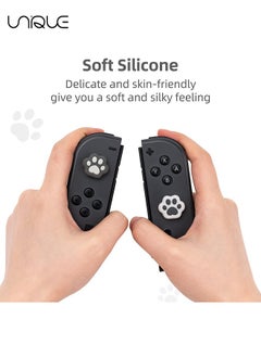 Unique 4PCS Cat Paw Shape Thumb Grip Caps,Soft Silicone Joystick Cover Compatible with Nintendo Switch/OLED/Switch Lite (Sesame Grey)  - Image 3