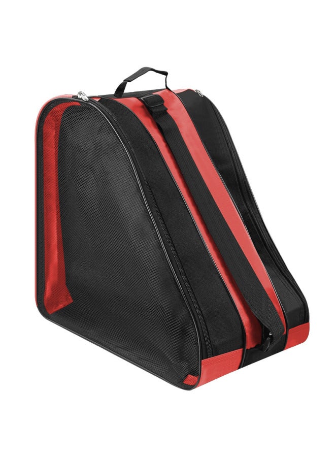 Generic Roller Skate Bag Children's Skate Bag Adult Roller Skate Storage Bag Triangle Skate Roller Skate Storage Backpack-Color:Red-Capacity:20-35L  - Image 1